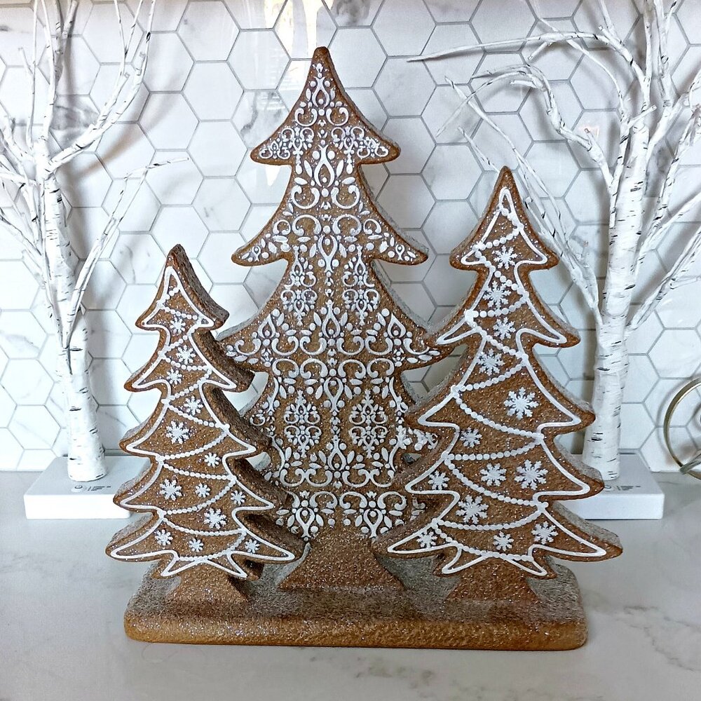 NEW! EXQUISITE JUMBO GINGERBREAD TREES 17" TALL DECOR